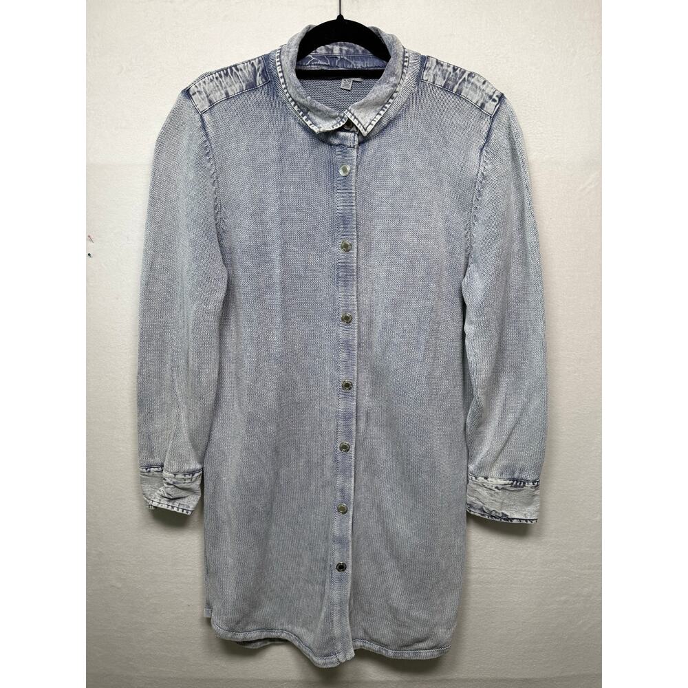 Vintage PBJ Blues Denim & Knit Tunic Cardigan Sweater, XL